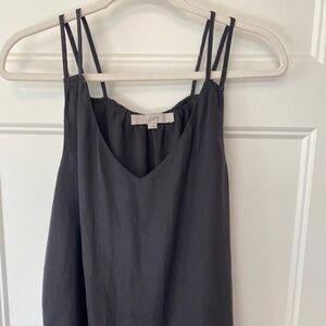 Loft Charcoal Grey Strappy Sleeveless Blouse – Size L – Feminine & Flowy